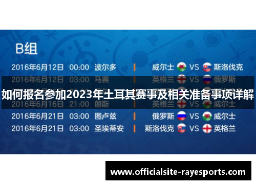 如何报名参加2023年土耳其赛事及相关准备事项详解